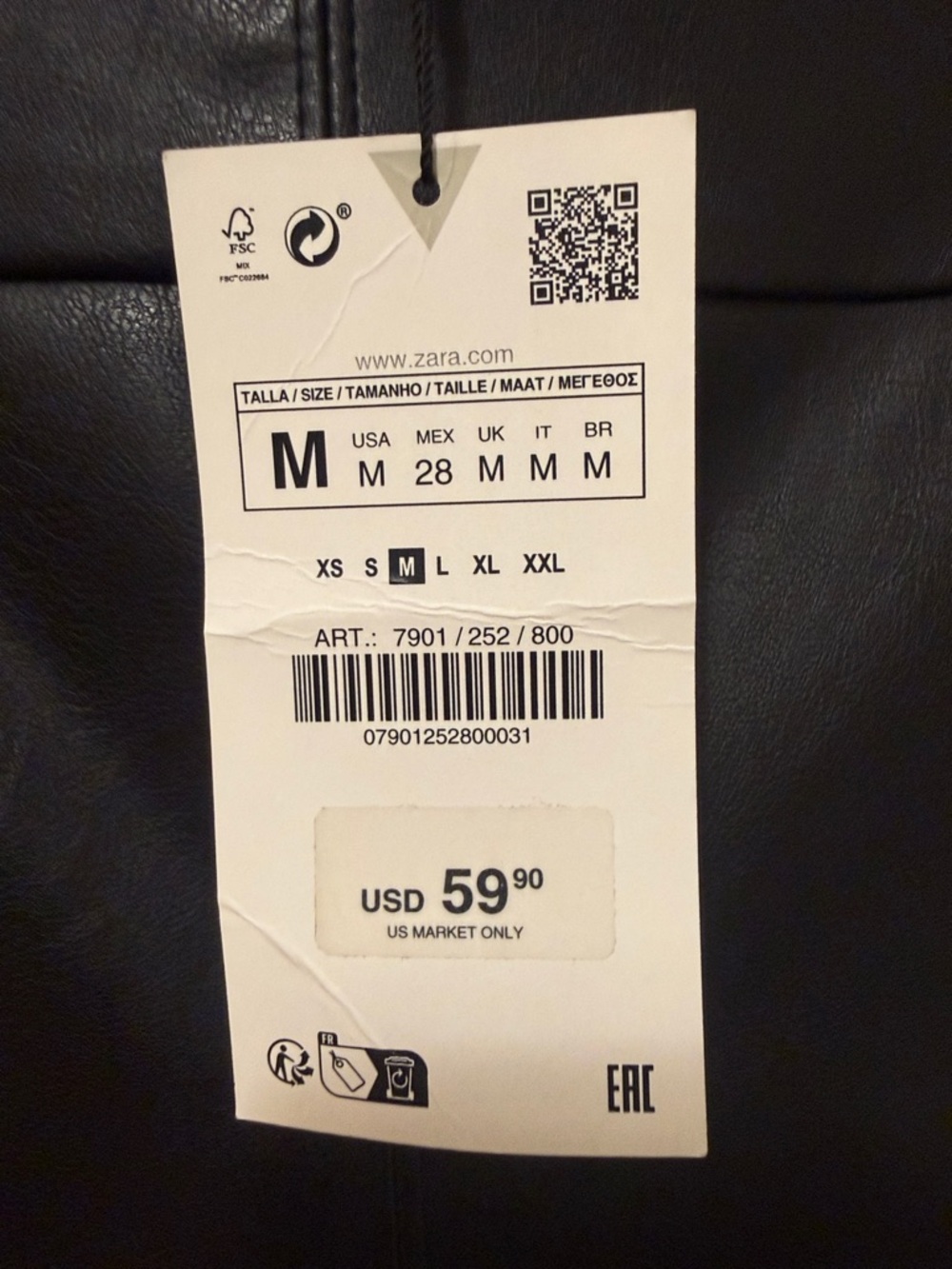 Zara Strapless Faux-Leather Midi Dress in Black - Picture 6 of 6